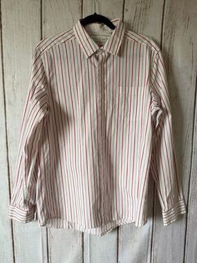 Kenneth Cole New York Men's 100% Cotton Striped Long Sleeve Button-Down Shirt L